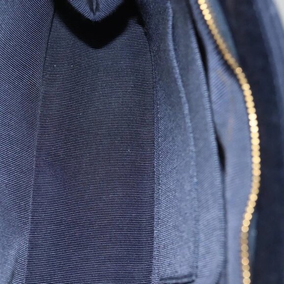 CHANEL Matelasse Chain Shoulder Bag cotton Navy Gold CC Auth - Picture 13 of 16